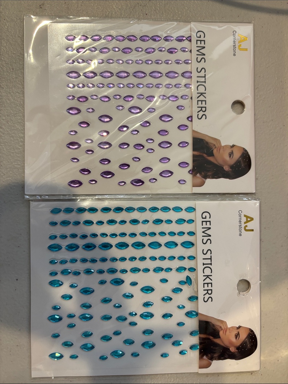 Hair Gem Stickers Teal & purple